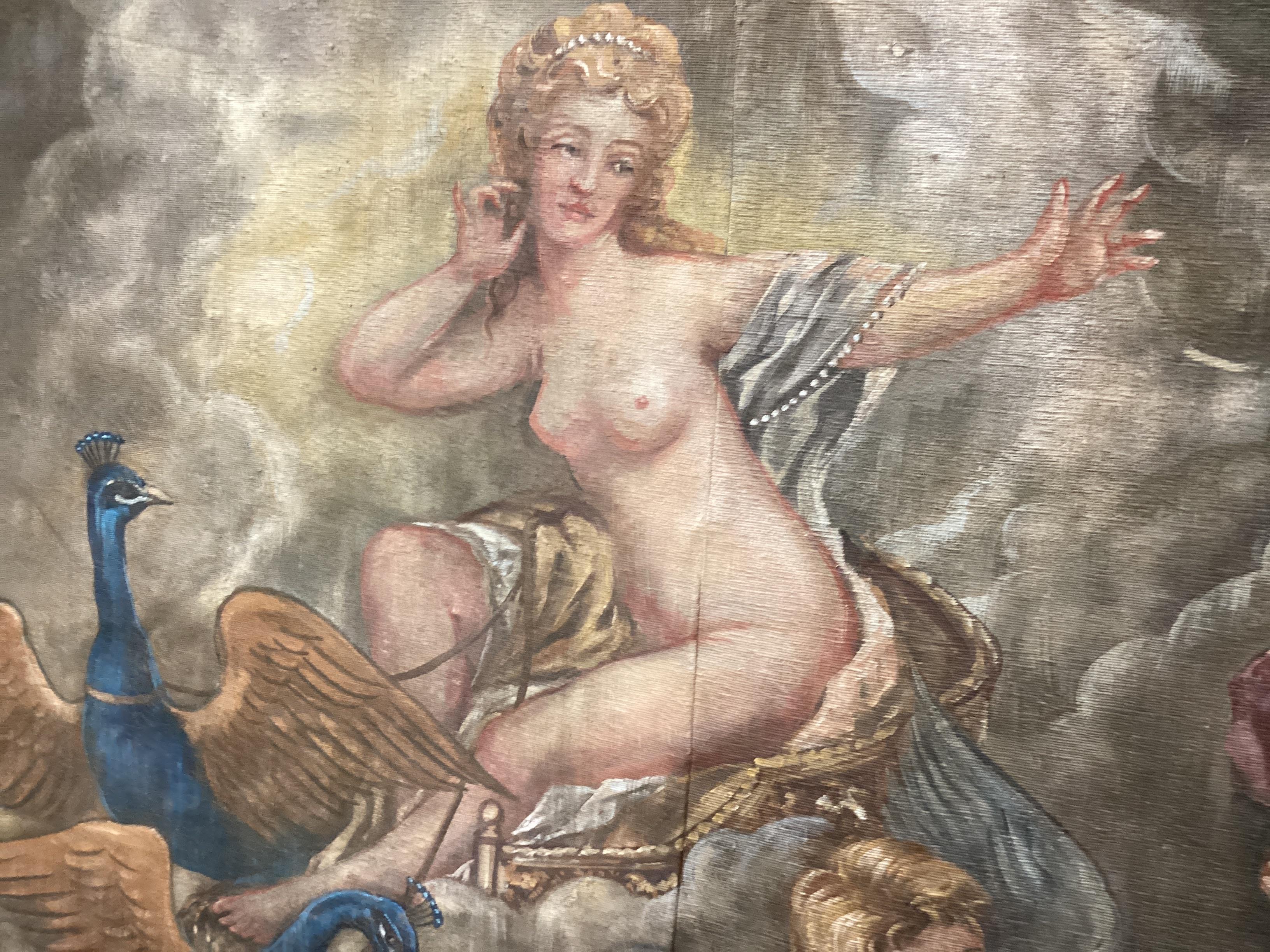 A painted canvas backdrop, Europa and the Bull, approximately 310cm x 240cm
